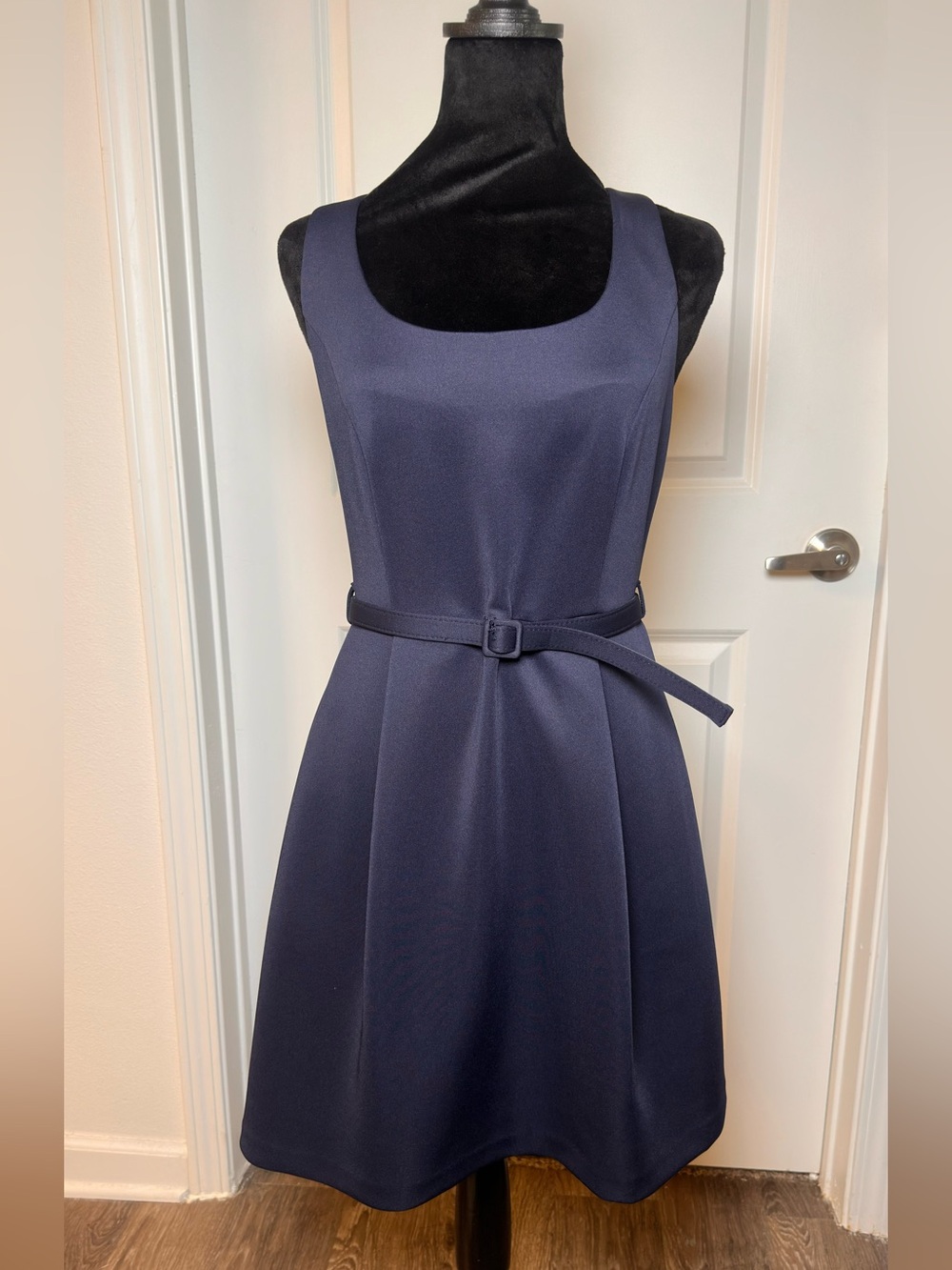 BCBG Navy Scoop Neck Belted Mini Dress / BNWT